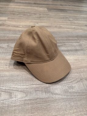 Lacoste Tan Brown Cotton Baseball Cap with Embroidered Crocodile